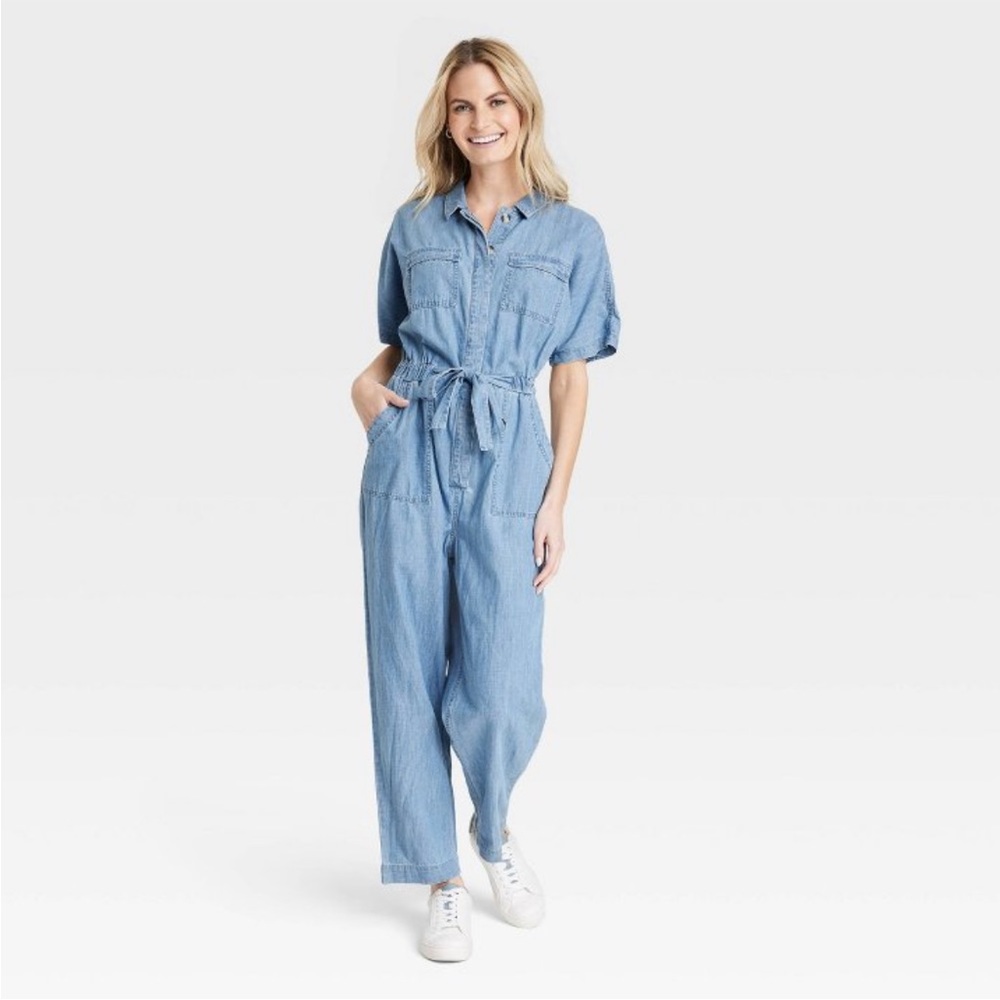 Women’s Button Short Front Sleeve Boiler Suit Universal Thread Indigo 14